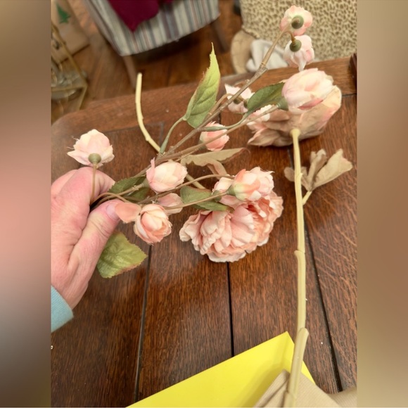 Blush Pink Roses Peonies Floral Green Leaves Wedding Dining Table Arrangement - Picture 13 of 16